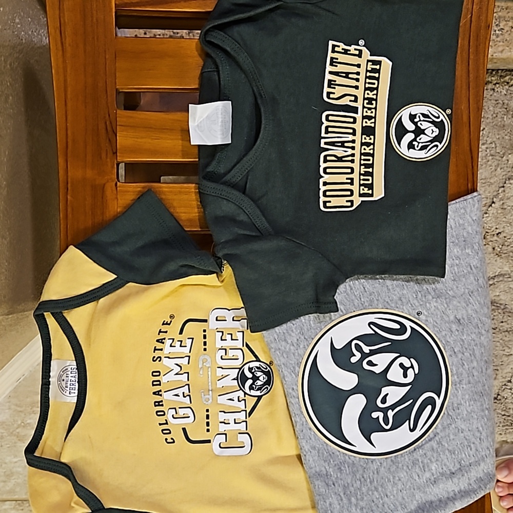 Set of 3 New Colorado State CSU Rams Infant 100% Cotton Onesies Size 6-9 Months